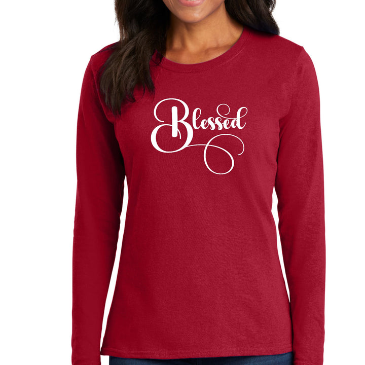 Womens Long Sleeve Graphic T-shirt Blessed Graphic Illustration - Womens