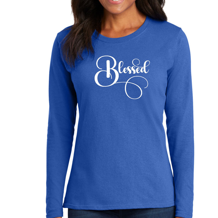 Womens Long Sleeve Graphic T-shirt Blessed Graphic Illustration - Womens