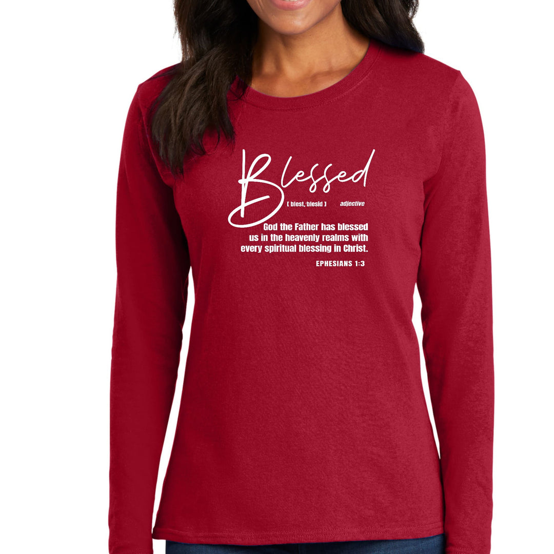 Womens Long Sleeve Graphic T-shirt Blessed In Christ - Womens | T-Shirts | Long