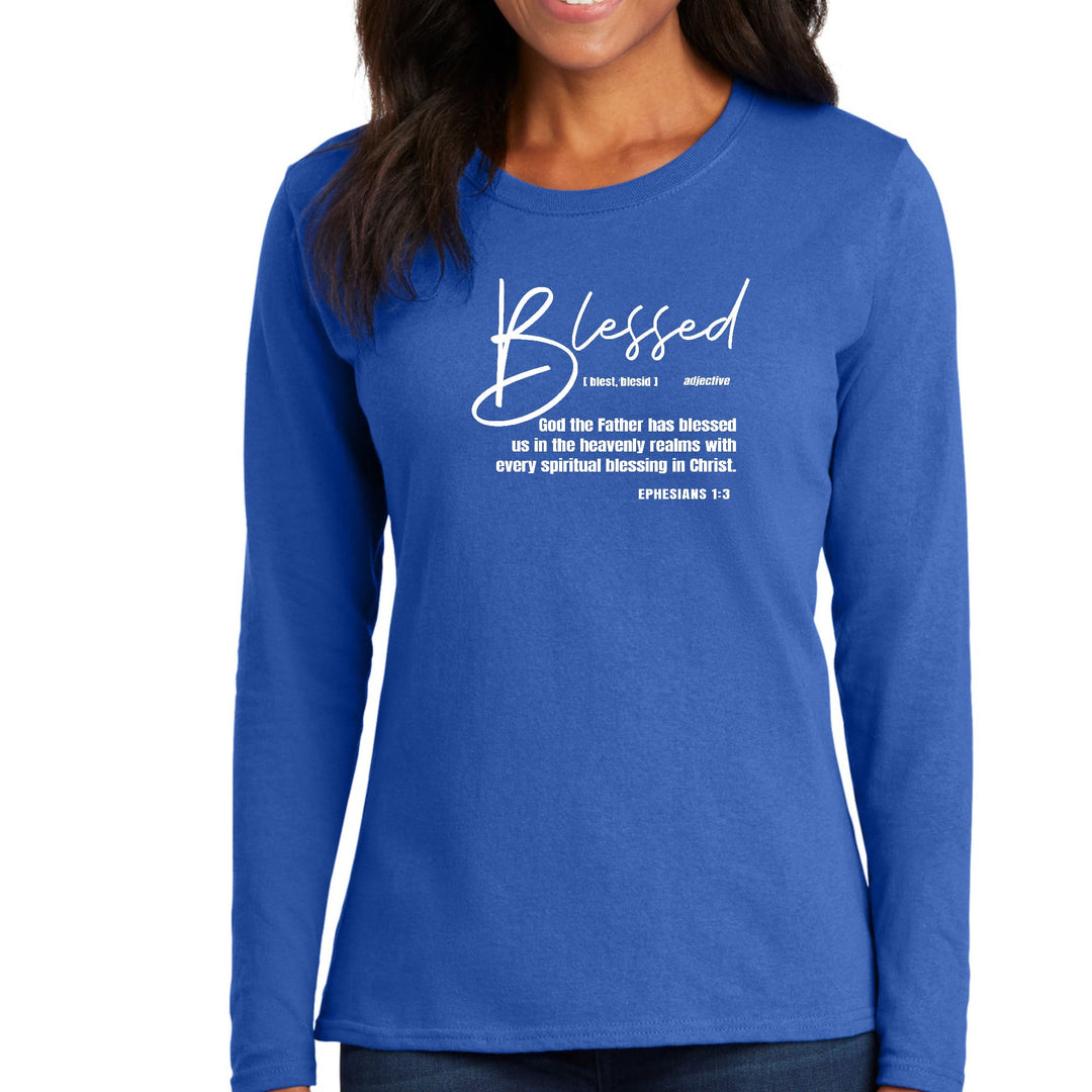 Womens Long Sleeve Graphic T-shirt Blessed in Christ - Womens | T-Shirts | Long