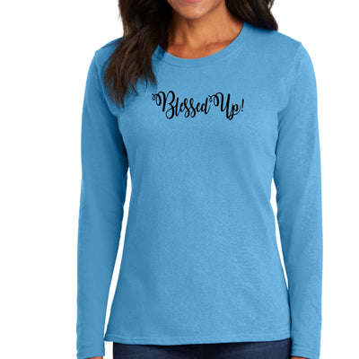Womens Long Sleeve Graphic T-shirt Blessed Up Quote Black - Womens | T-Shirts