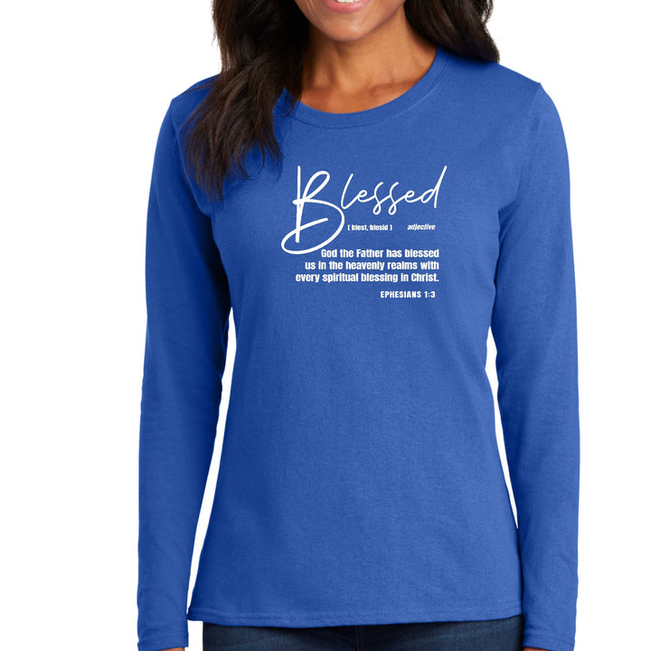 Womens Long Sleeve Graphic T-shirt Ephesians - Blessed with Every - Womens