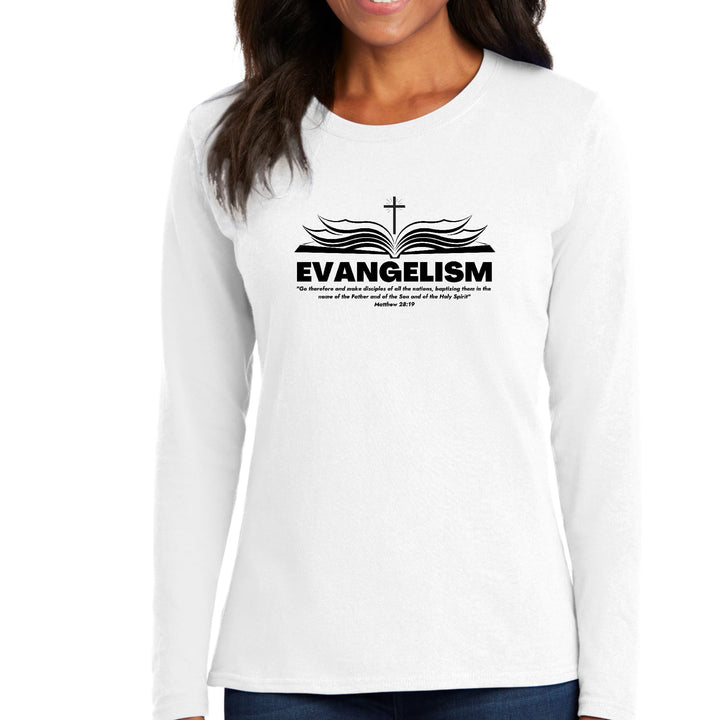 Womens Long Sleeve Graphic T-shirt Evangelism - Go Therefore - Womens