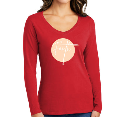 Womens Long Sleeve Graphic T - shirt Faith - Christian Affirmation | T - Shirts