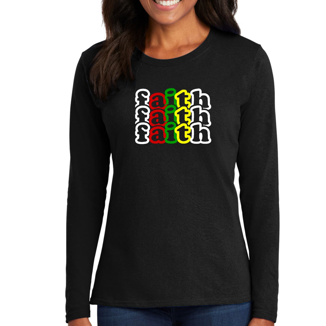 Womens Long Sleeve Graphic T-shirt Faith Stack Multicolor - Womens | T-Shirts