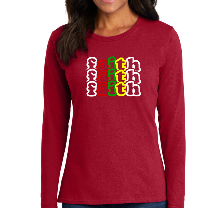 Womens Long Sleeve Graphic T-shirt Faith Stack Multicolor - Womens | T-Shirts