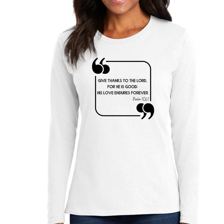 Womens Long Sleeve Graphic T-shirt Give Thanks To The Lord Black - Womens