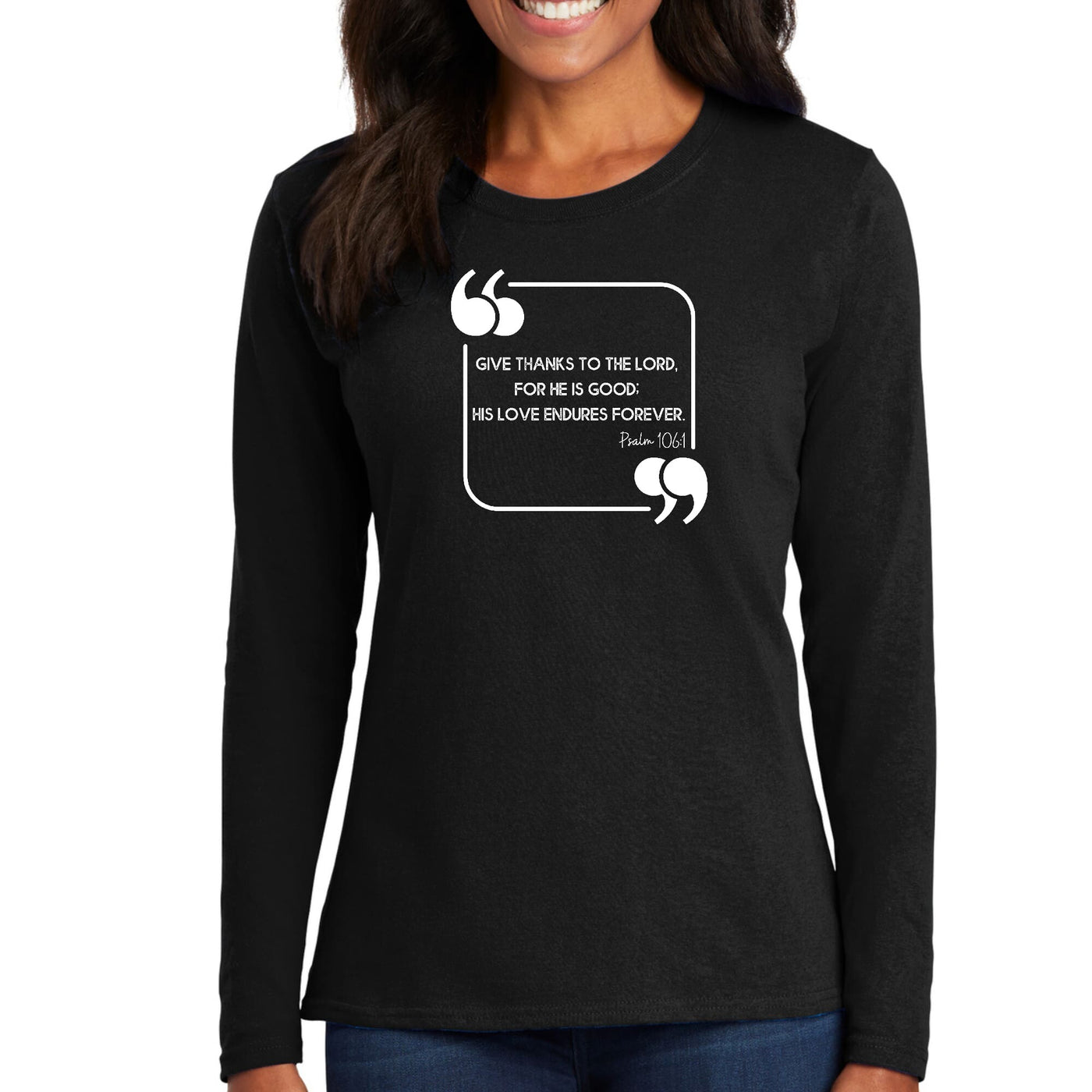 Womens Long Sleeve Graphic T-Shirt Give Thanks To The Lord - Womens | T-Shirts