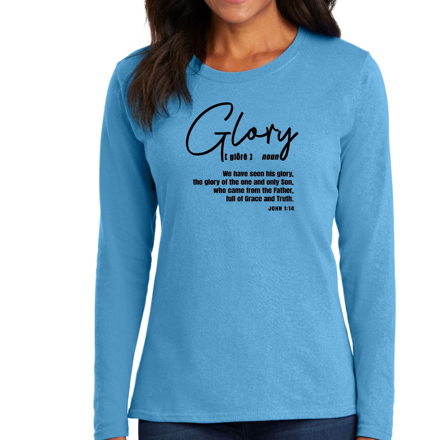 Womens Long Sleeve Graphic T-shirt Glory - Christian Inspiration, - Womens