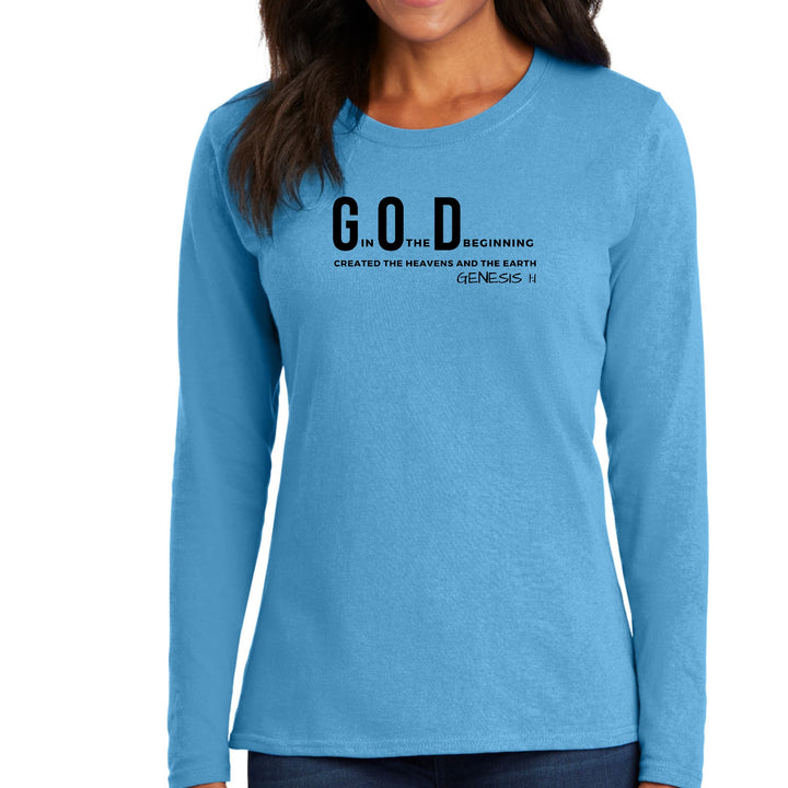 Womens Long Sleeve Graphic T-shirt God In The Beginning Print - Womens