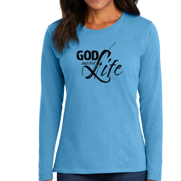 Womens Long Sleeve Graphic T-shirt God Inspired Life Black - Womens | T-Shirts