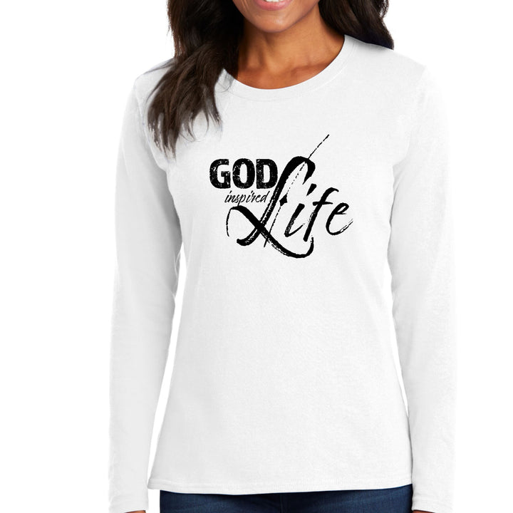 Womens Long Sleeve Graphic T-shirt God Inspired Life Black - Womens | T-Shirts