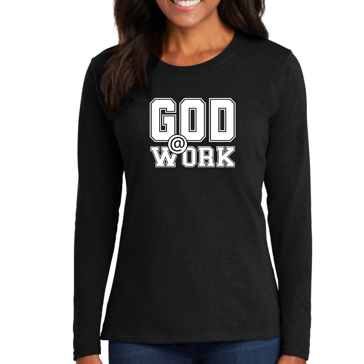 Womens Long Sleeve Graphic T-shirt God @ Work Print - Womens | T-Shirts | Long