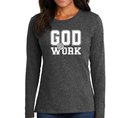Womens Long Sleeve Graphic T-shirt God @ Work Print - Womens | T-Shirts | Long
