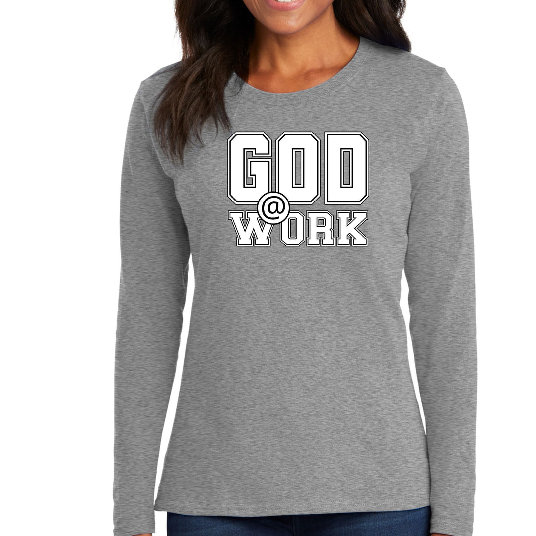 Womens Long Sleeve Graphic T-shirt God @ Work Print - Womens | T-Shirts | Long