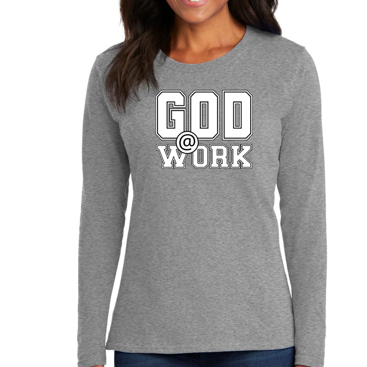 Womens Long Sleeve Graphic T-shirt God @ Work Print - Womens | T-Shirts | Long