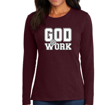 Womens Long Sleeve Graphic T-shirt God @ Work Print - Womens | T-Shirts | Long
