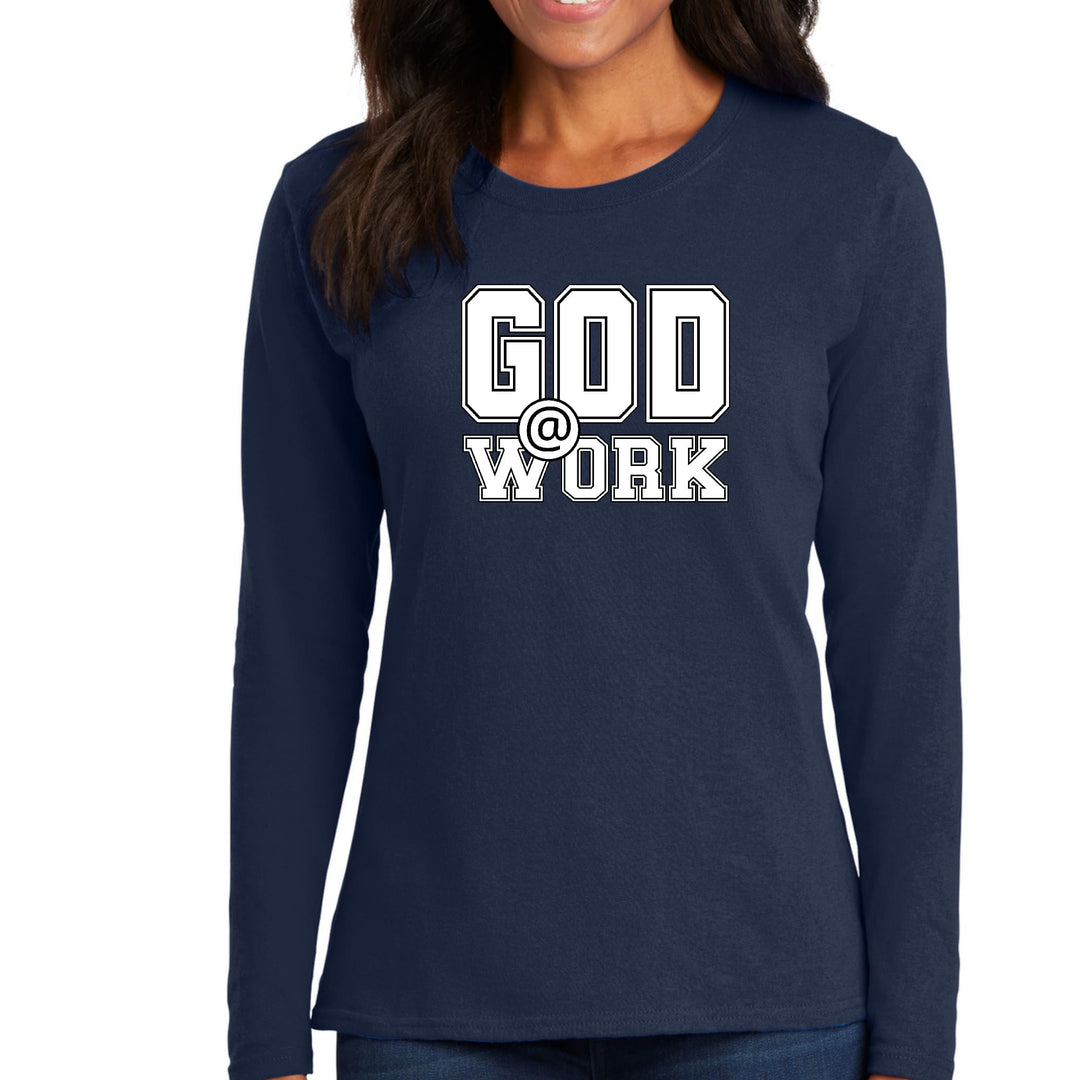 Womens Long Sleeve Graphic T-shirt God @ Work Print - Womens | T-Shirts | Long