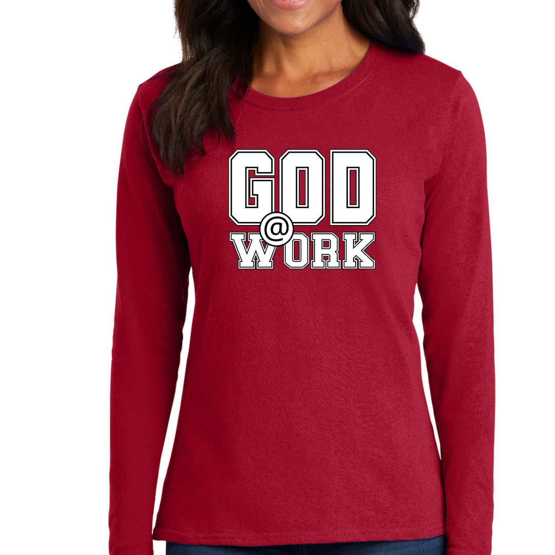 Womens Long Sleeve Graphic T-shirt God @ Work Print - Womens | T-Shirts | Long