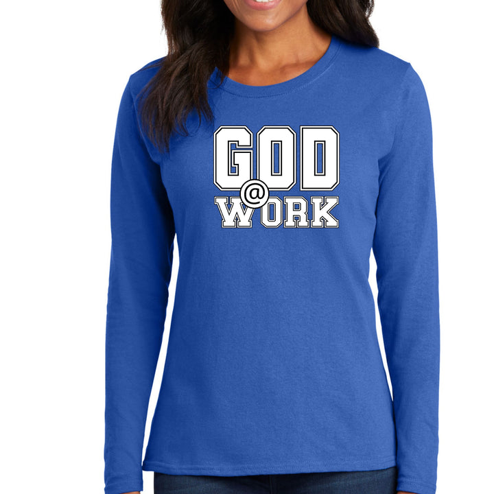 Womens Long Sleeve Graphic T-shirt God @ Work Print - Womens | T-Shirts | Long