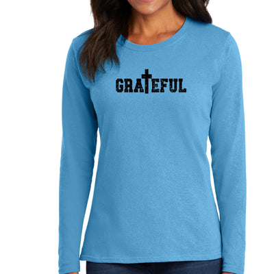 Womens Long Sleeve Graphic T - shirt Grateful Print - T - Shirts Sleeves