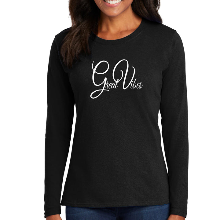 Womens Long Sleeve Graphic T-shirt Great Vibes - Womens | T-Shirts | Long