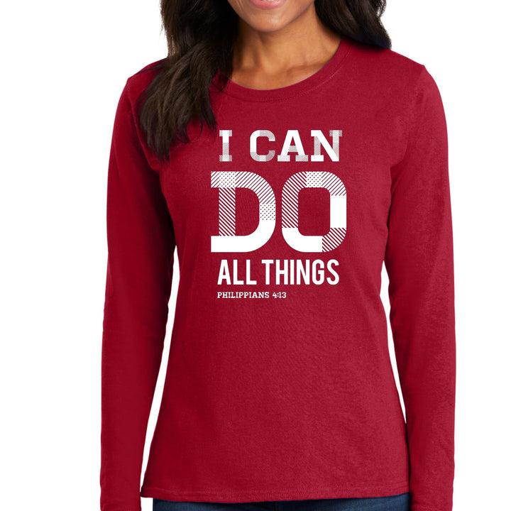 Womens Long Sleeve Graphic T-shirt i can do All Things Philippians 4 - Womens