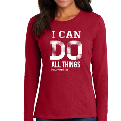 Womens Long Sleeve Graphic T-shirt i Can Do All Things Philippians 4 - Womens