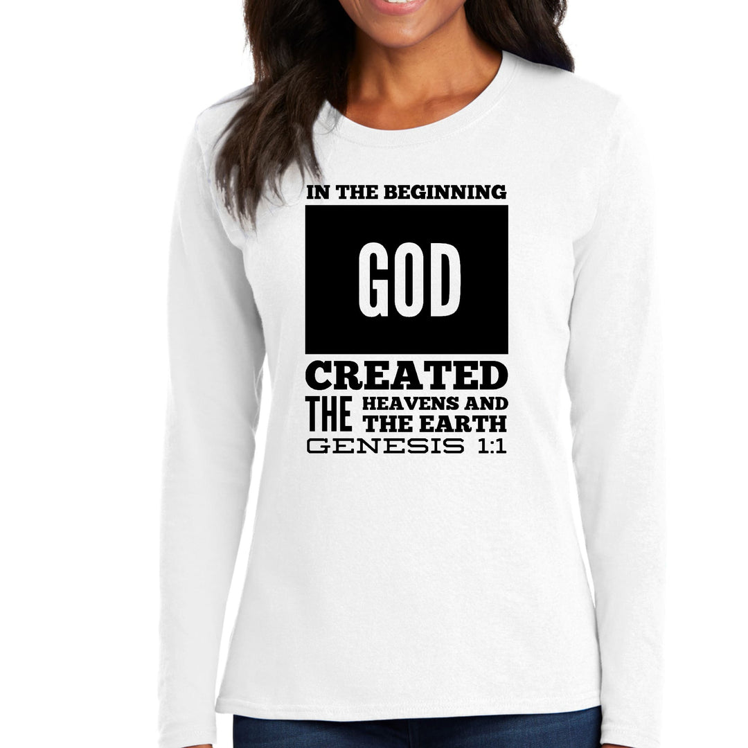 Womens Long Sleeve Graphic T-shirt In The Beginning Print - Womens | T-Shirts