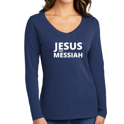 Womens Long Sleeve Graphic T - shirt Jesus One Messiah - Womens | T - Shirts