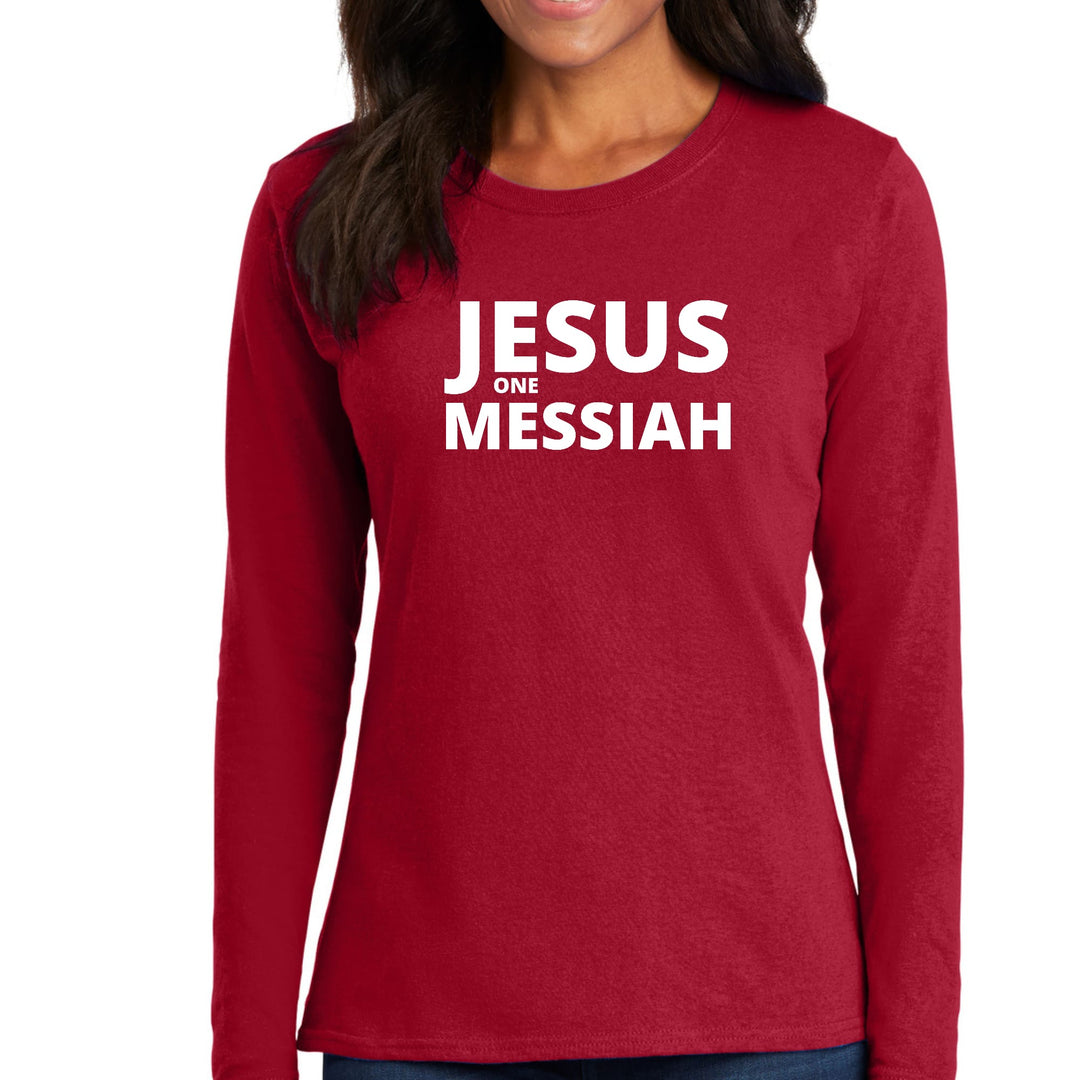 Womens Long Sleeve Graphic T-shirt Jesus one Messiah - Womens | T-Shirts | Long