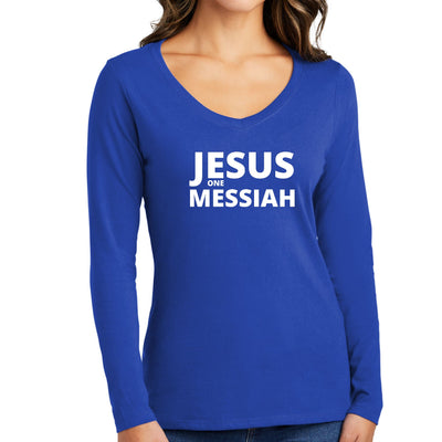 Womens Long Sleeve Graphic T - shirt Jesus One Messiah - Womens | T - Shirts