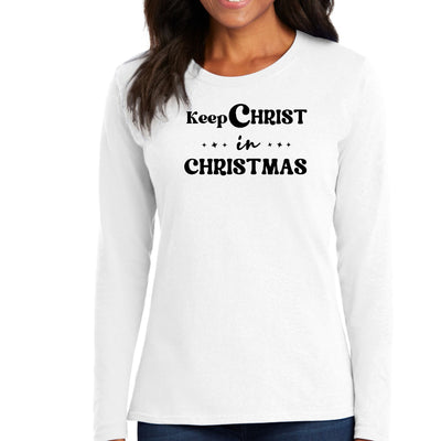 Womens Long Sleeve Graphic T-shirt - Keep Christ In Christmas, - Womens