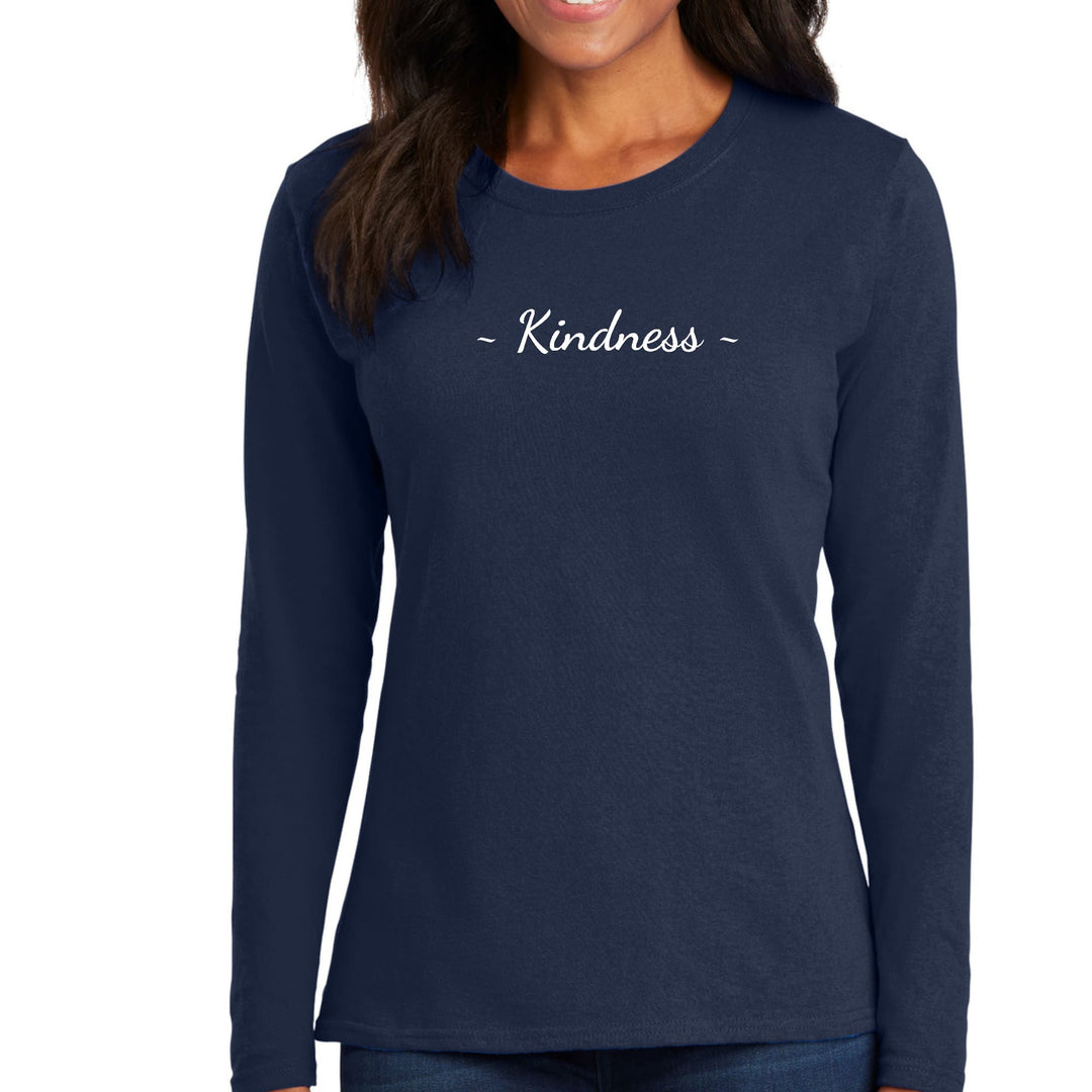 Womens Long Sleeve Graphic T-shirt Kindness White Print - Womens | T-Shirts