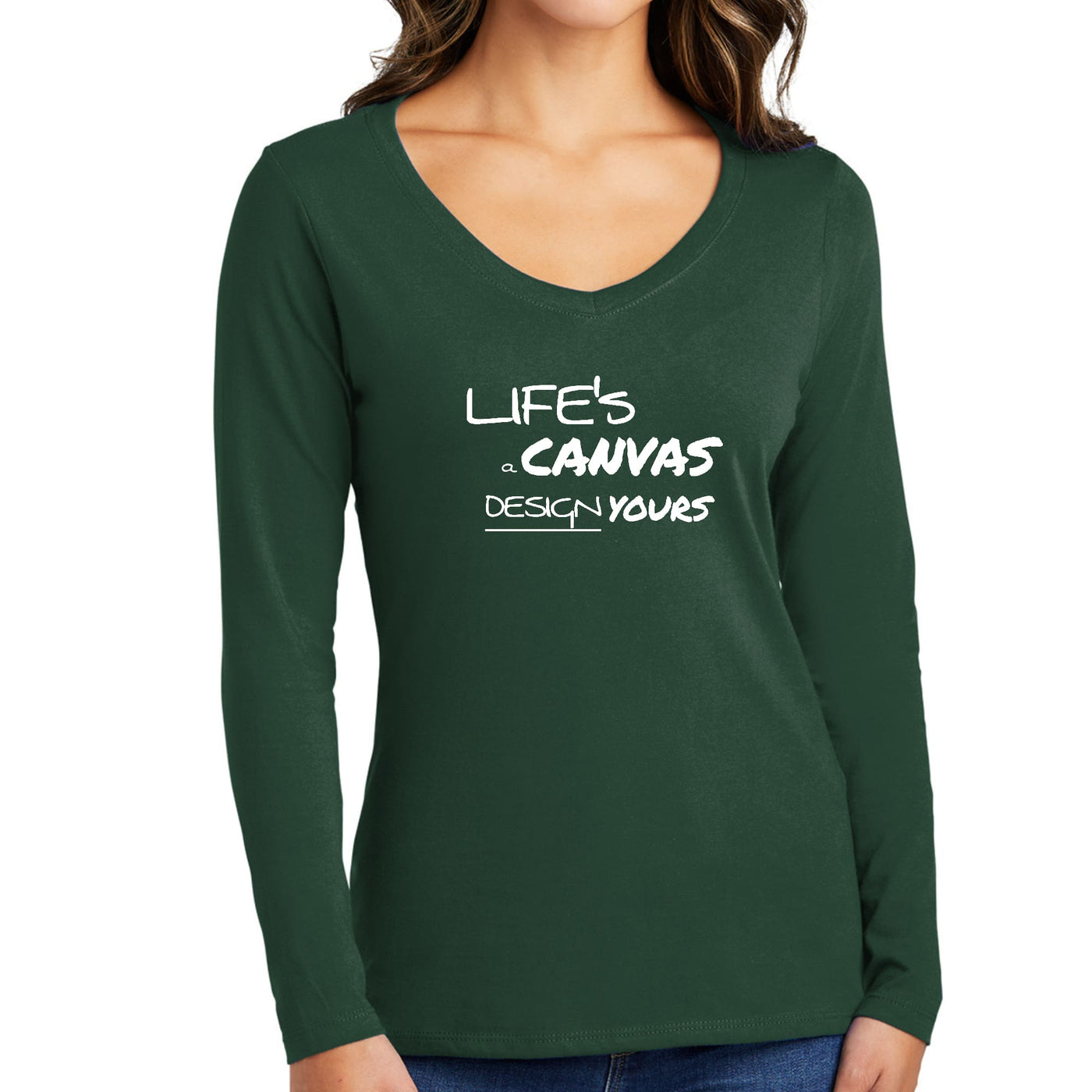 Womens Long Sleeve Graphic T - shirt Life’s a Canvas Design Yours - T