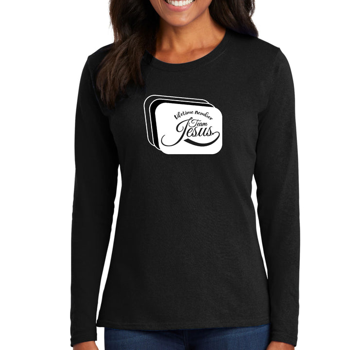 Womens Long Sleeve Graphic T-shirt Lifetime Member Team Jesus - Womens