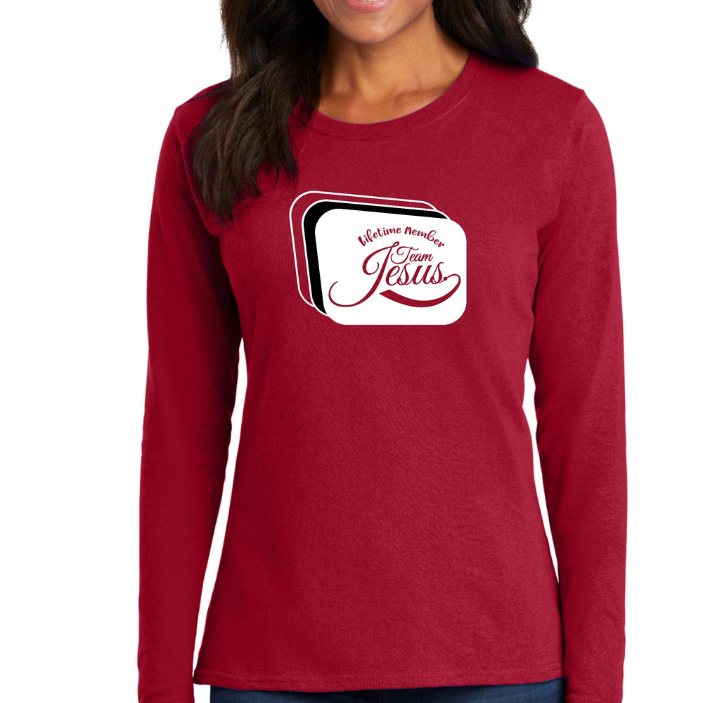 Womens Long Sleeve Graphic T-shirt Lifetime Member Team Jesus - Womens