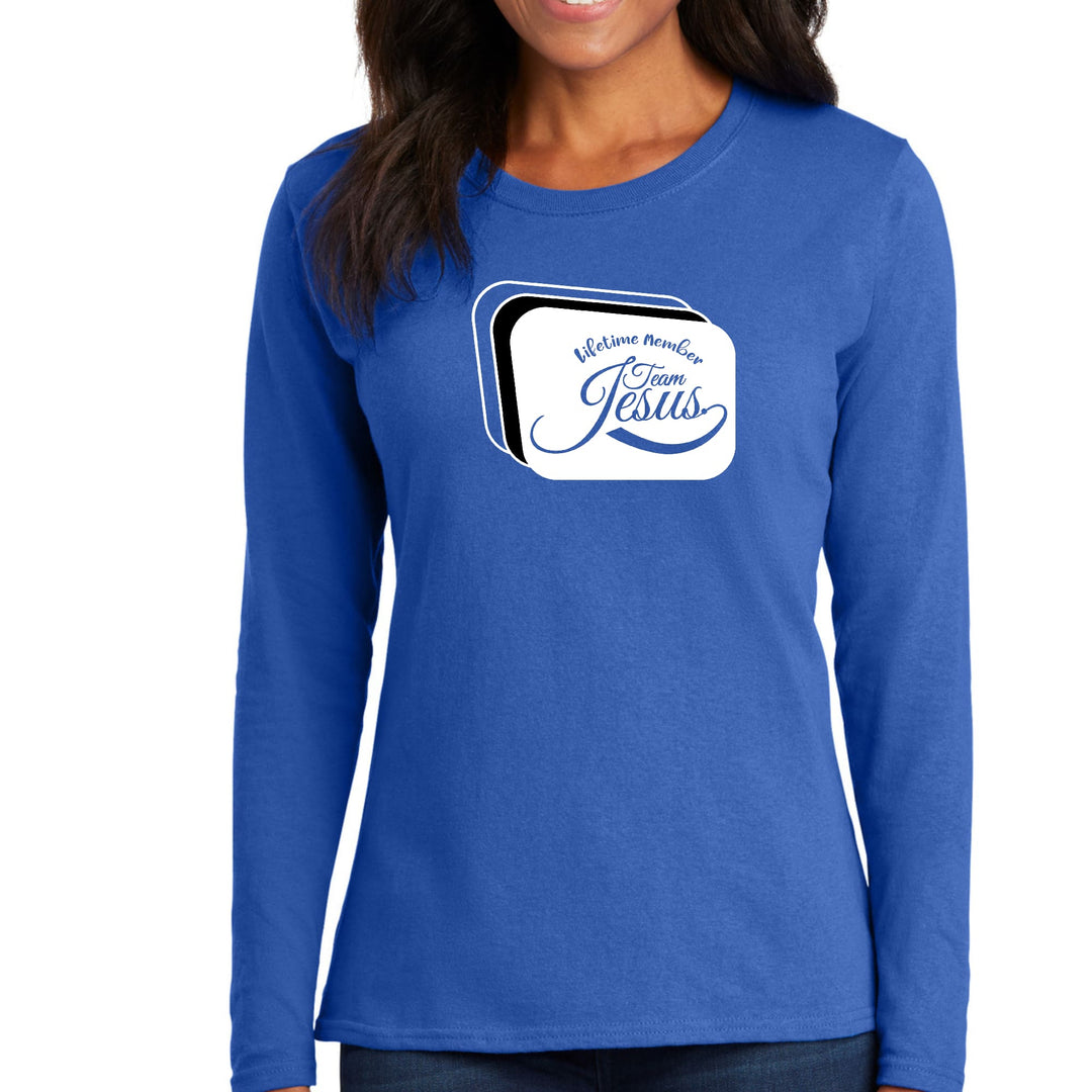 Womens Long Sleeve Graphic T-shirt Lifetime Member Team Jesus - Womens