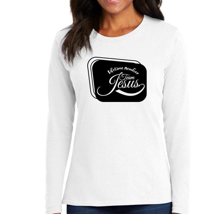 Womens Long Sleeve Graphic T-shirt Lifetime Member Team Jesus - Womens