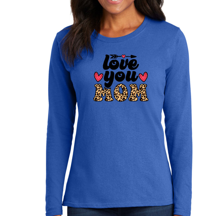 Womens Long Sleeve Graphic T-shirt - Love you Mom Leopard Print - Womens