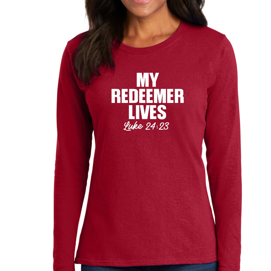 Womens Long Sleeve Graphic T-shirt my Redeemer Lives Print - Womens | T-Shirts