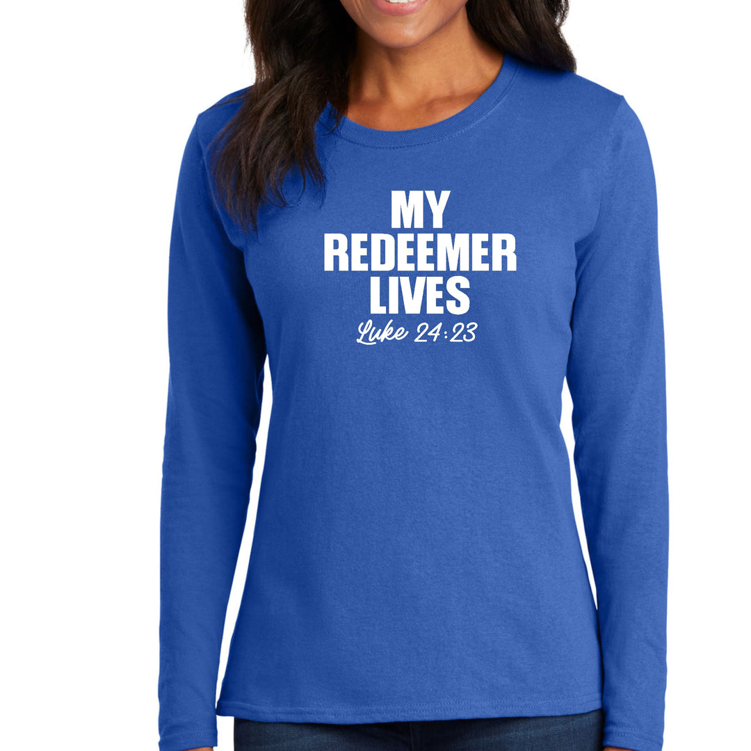 Womens Long Sleeve Graphic T-shirt my Redeemer Lives Print - Womens | T-Shirts