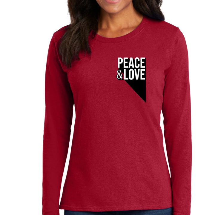 Womens Long Sleeve Graphic T-shirt Peace And Love Print - Womens | T-Shirts