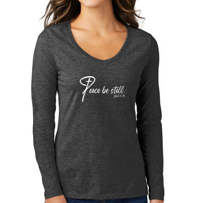 Womens Long Sleeve Graphic T - shirt Peace Be Still Inspirational - Womens | T