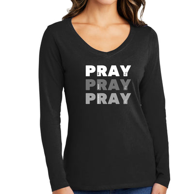Womens Long Sleeve Graphic T - shirt Pray On It Over Through - T - Shirts