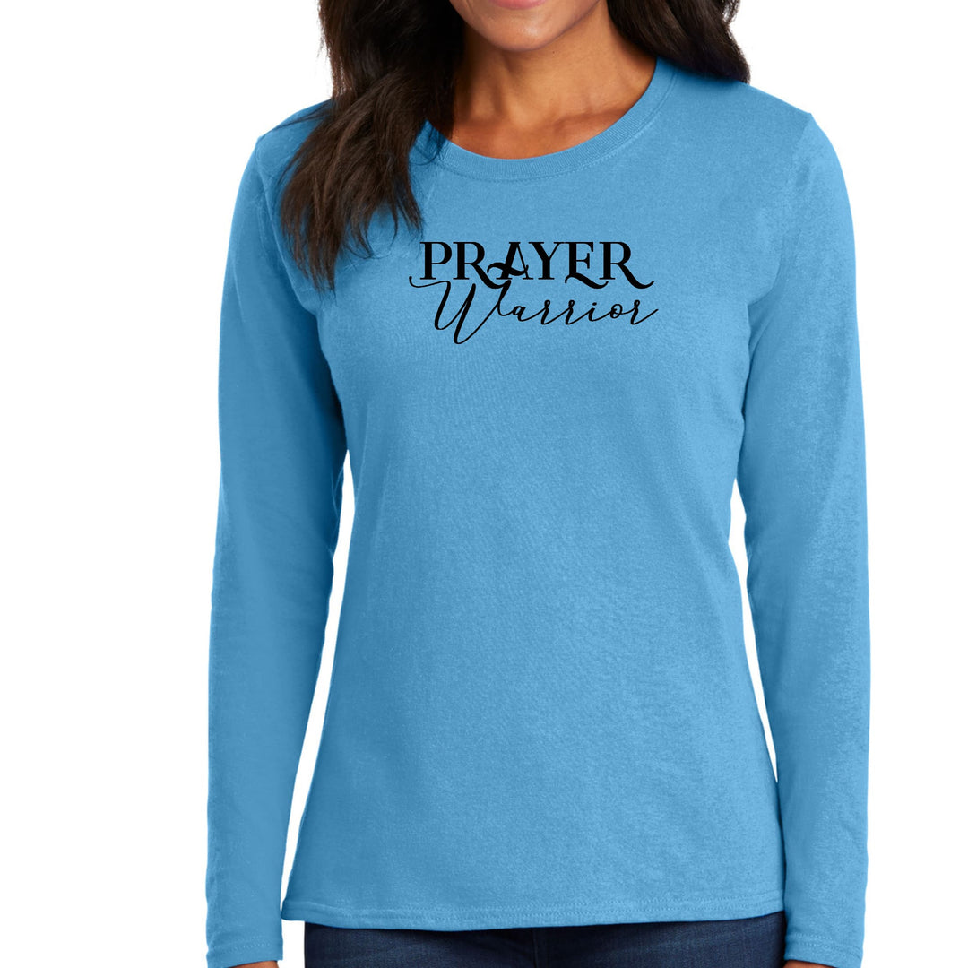 Womens Long Sleeve Graphic T-shirt Prayer Warrior Script Style - Womens
