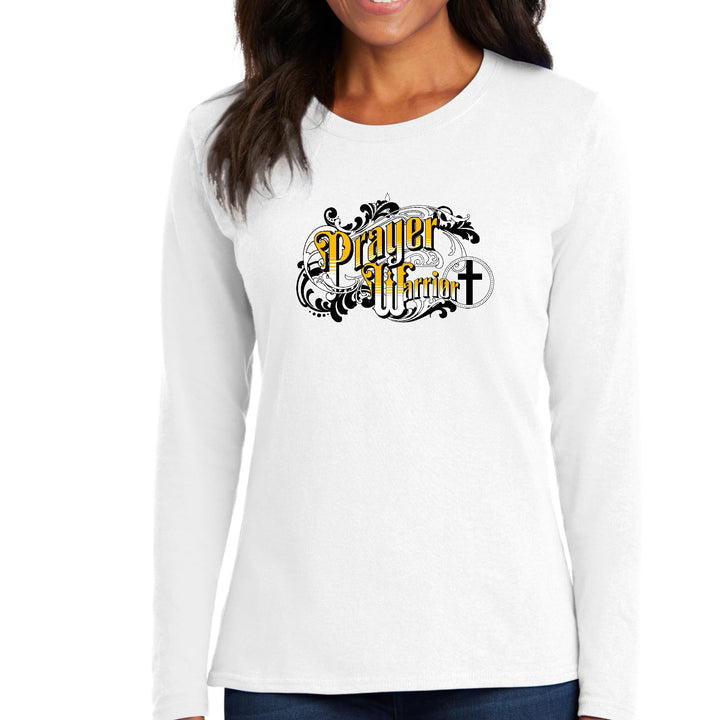 Womens Long Sleeve Graphic T-shirt Prayer Warrior Victorian Style - Womens