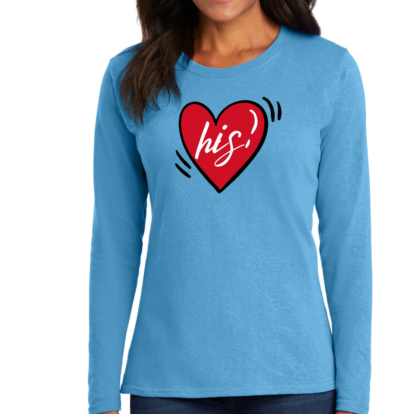 Womens Long Sleeve Graphic T-shirt Say It Soul His Heart Couples - Womens