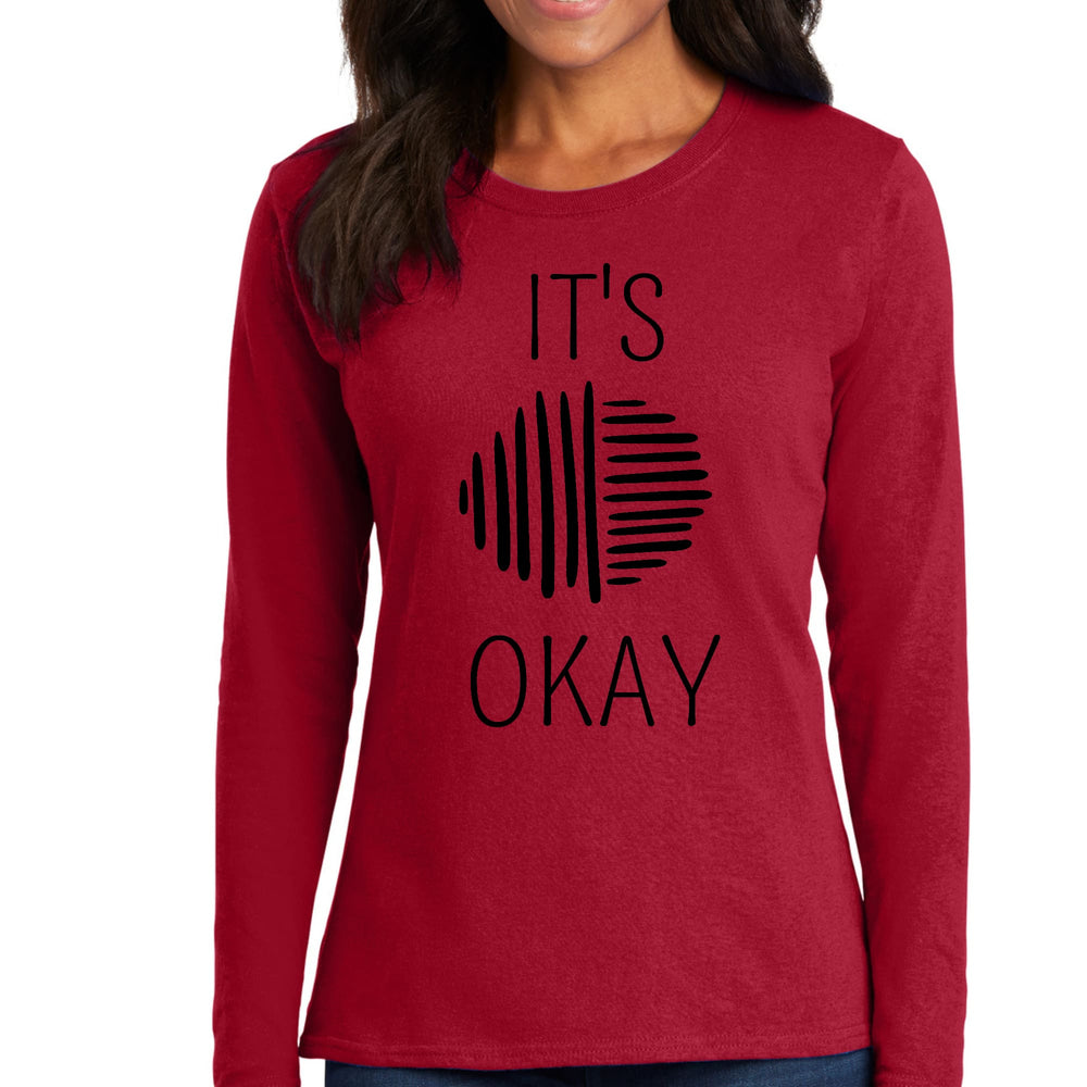 Womens Long Sleeve Graphic T-shirt Say It Soul Its Okay Black Line - Womens