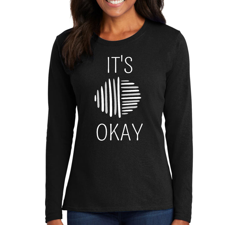 Womens Long Sleeve Graphic T-shirt Say it Soul its Okay Grey - Womens